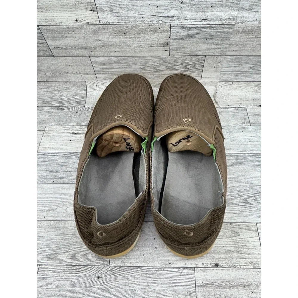 OluKai Nohea Mesh Men Slip On Loafers Brown Mesh Shoes 10188-4040 Size 11